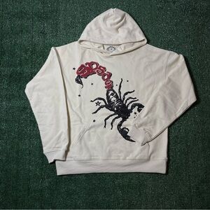 Cream Hoodie with Scorpion Graphic